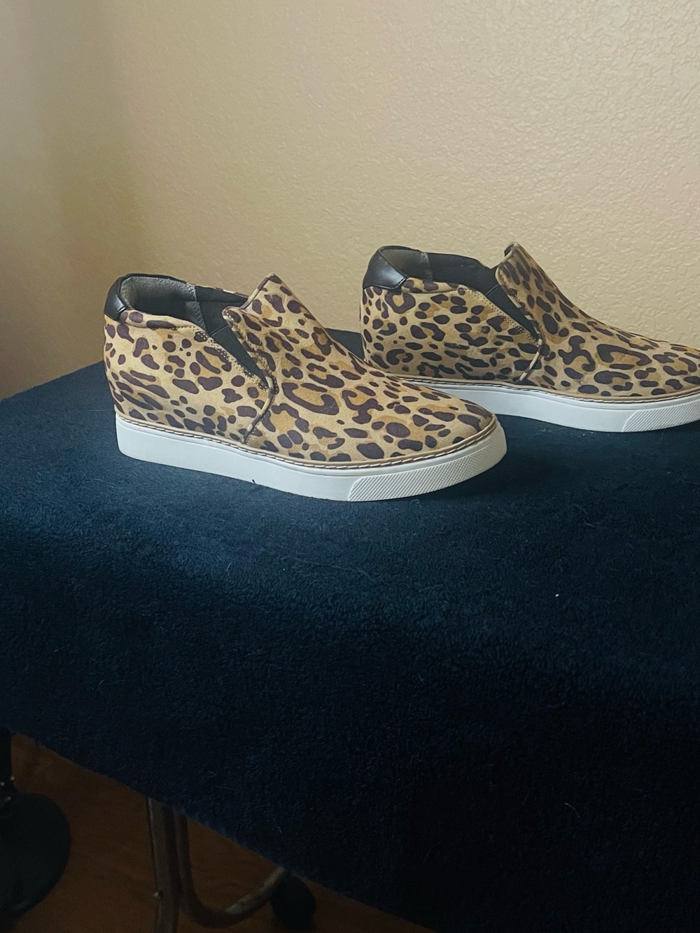 Leopard Print Slip-On Wedge Ankle Booties - Brown